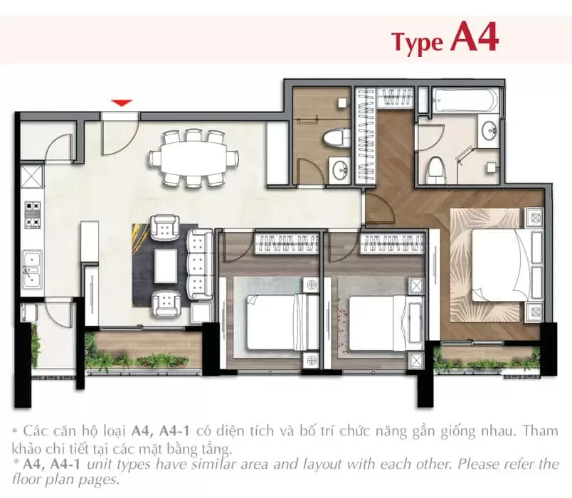Căn 3 Phòng ngủ dự án The Ascentia Phú Mỹ Hưng