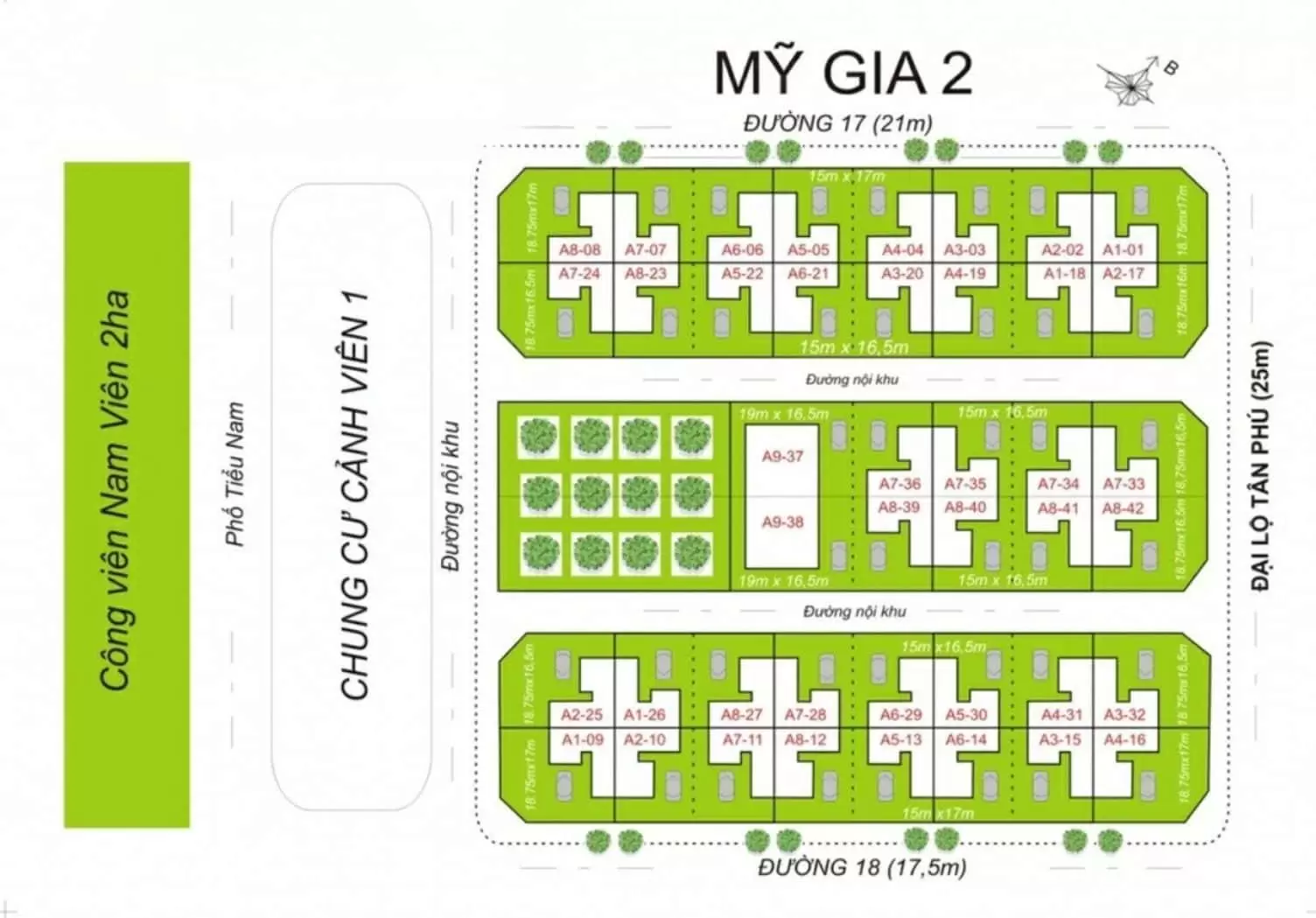 Mặt bằng phân lô dự án Mỹ Gia 2