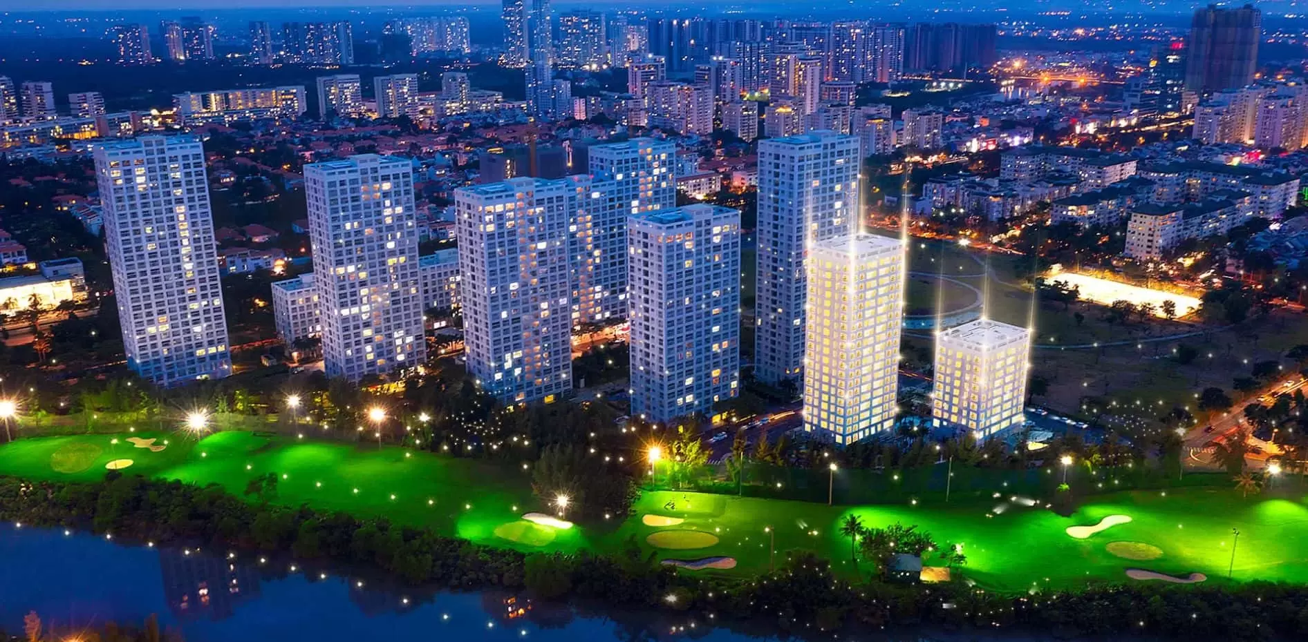 Phối cảnh ban đêm tại dự án Happy Valley Premier Phú Mỹ Hưng