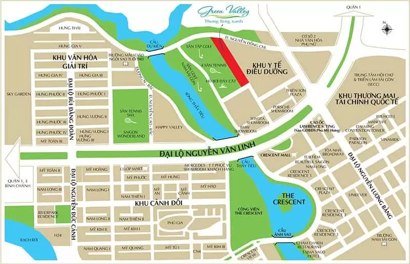 Vị trí dự án Green Valley Phú Mỹ Hưng