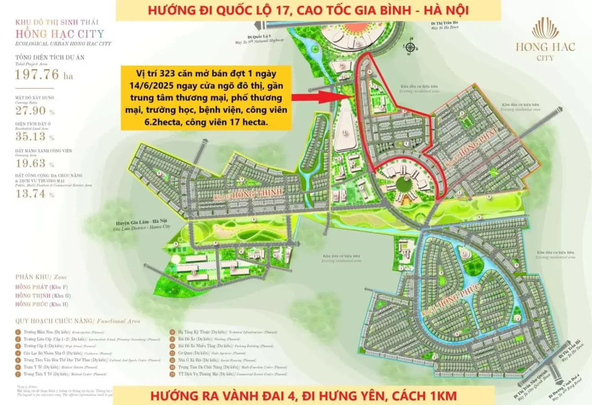 Mặt bằng 323 căn Biệt thự, shophouse, nhà phố Hồng Hạc City Phú Mỹ Hưng