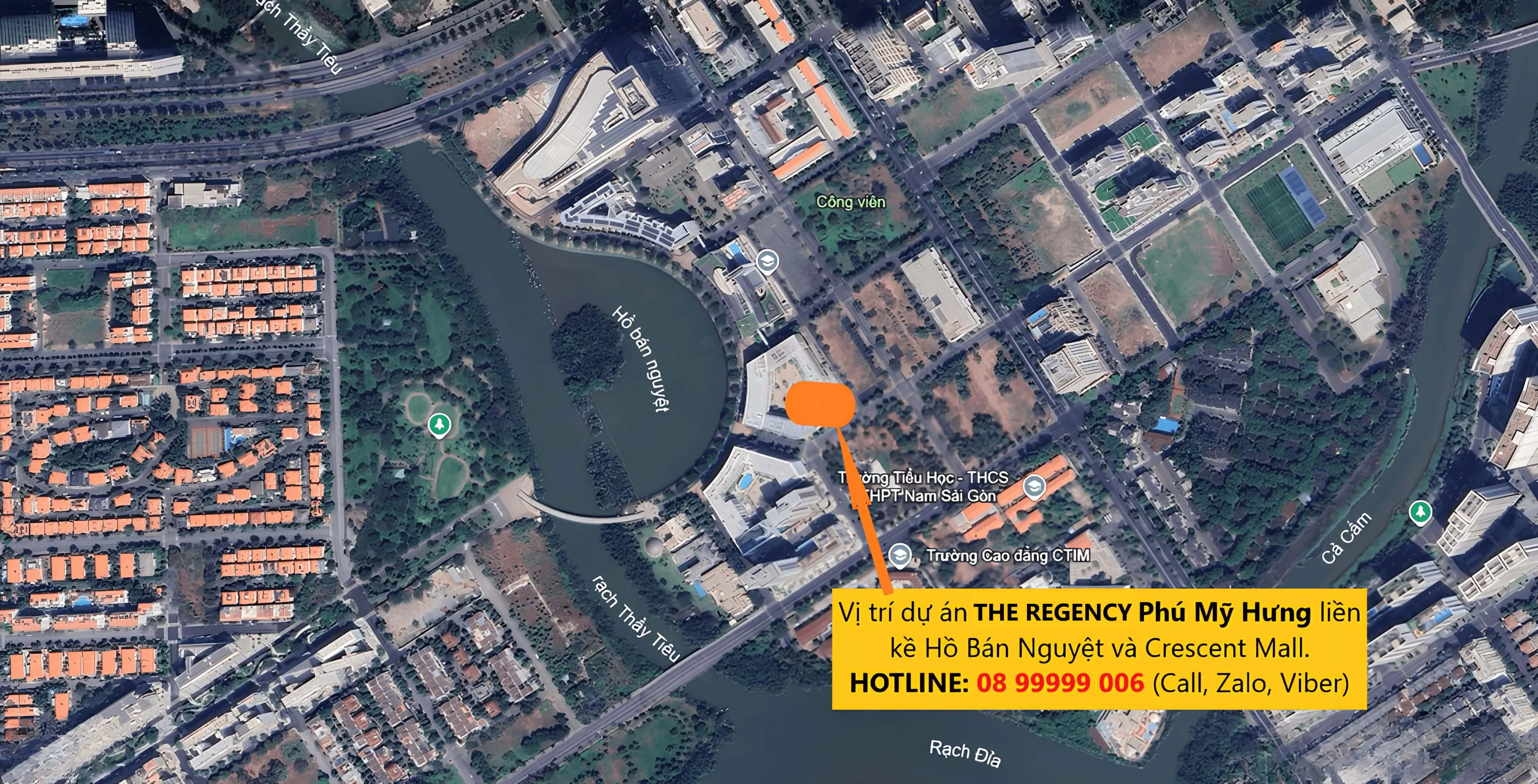 Vị trí dự án The Regency Phú Mỹ Hưng liền kề Hồ Bán Nguyệt