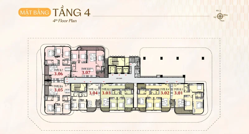 Mặt bằng tầng 4 và diện tích