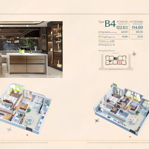 Căn hộ 3 Phòng ngủ diện tích 114m2, 115m2 và 124m2