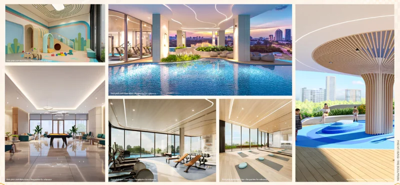 Phòng tập gym, yoga, sauna, phòng bilPhòng tập gym, yoga, sauna, phòng billiards, phòng cộng đồng, khu vui chơi trẻ em trong nhà và ngoài trời cực kỳ thông thoáng, hiện đại và sạch sẽ
