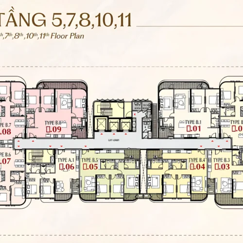 Mặt bằng các tầng 5,7,8,10,11