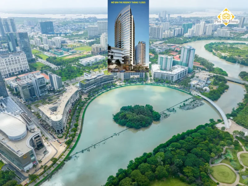 The Regency có hướng nhìn trực tiếp ra trung tâm Hồ Bán Nguyệt, hòn đảo bảo tồn và công viên Ánh Trăng