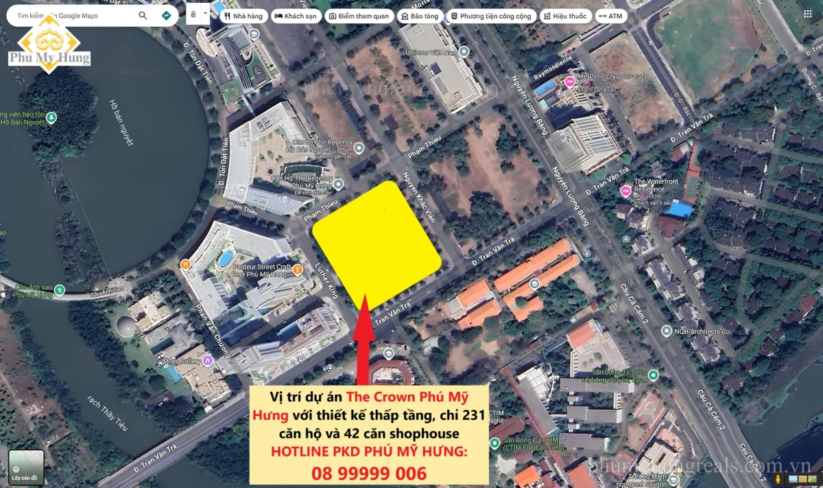 Dự án The Crown sở hữu vị trí cực đắc địa Trần Văn Trà, Nguyễn Khắc Viện, Phạm Thiều và Luther King, liền kề với Hồ Bán Nguyệt