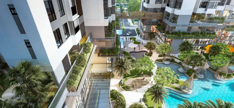 Các căn hộ có tầm nhìn hồ bơi xanh mát