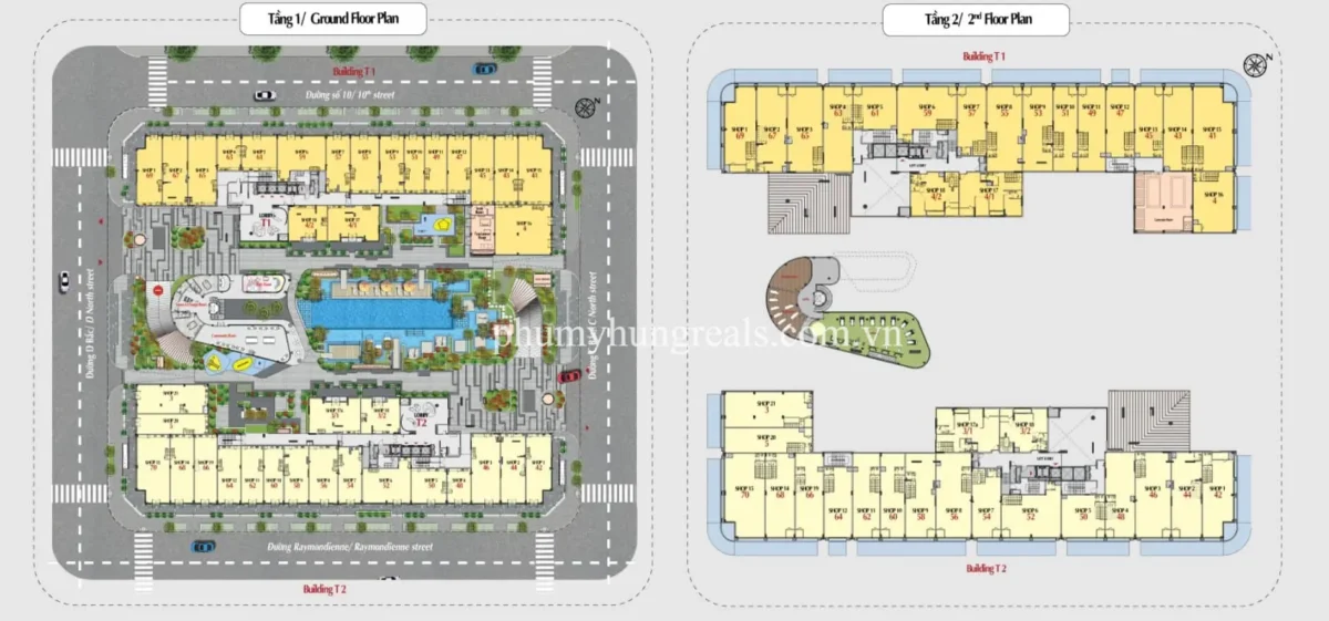 Mặt bằng tầng 1 + 2