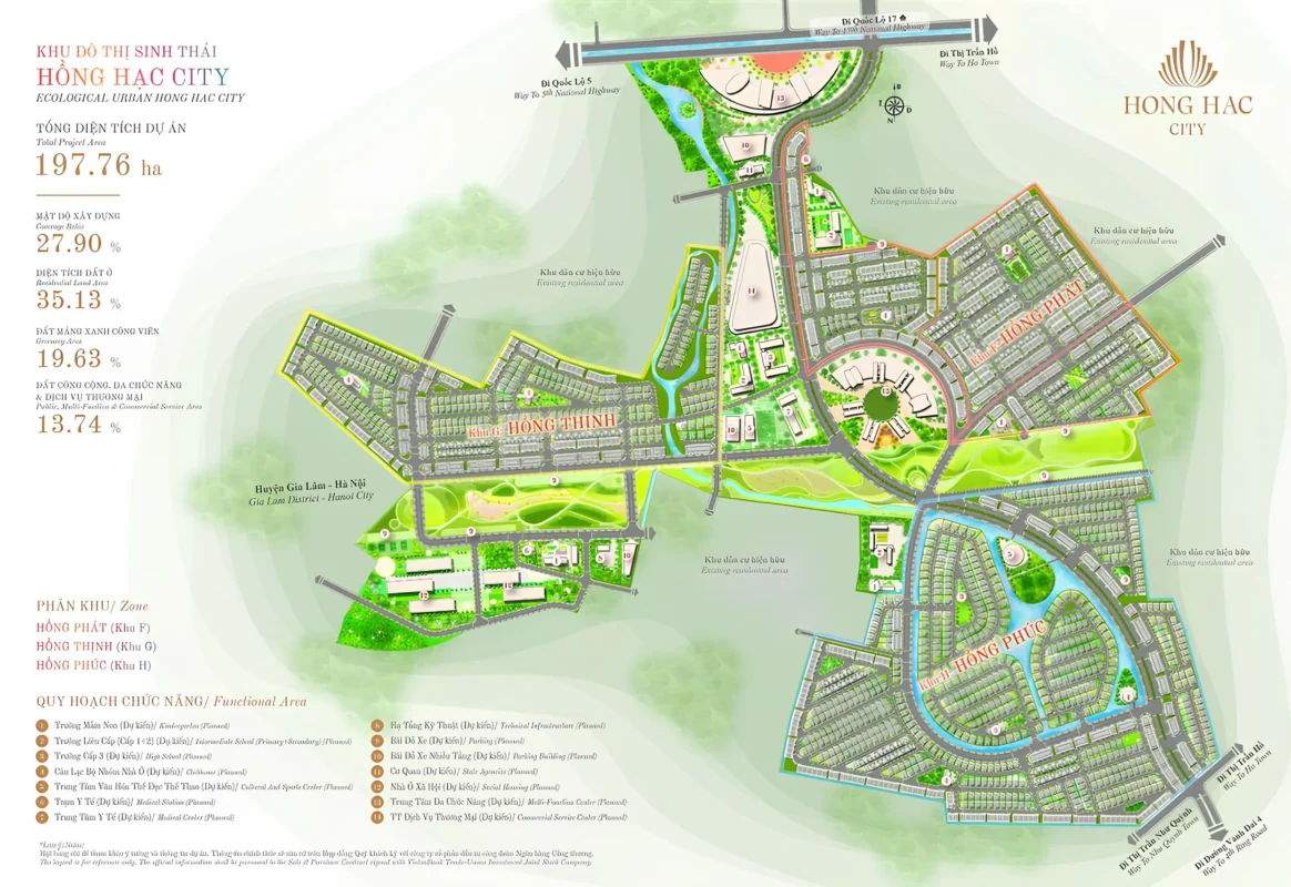 Các phân khu tại Khu đô thị