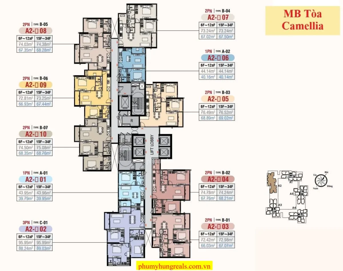 Mặt bằng tòa Camelia và Lavender sẽ được mở bán đầu tiên Mặt bằng tòa Camelia và Lavender sẽ được mở bán đầu tiên