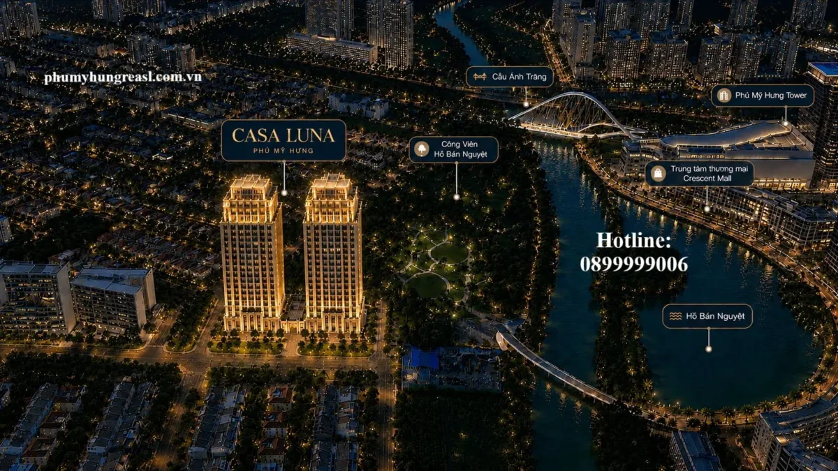 Phối cảnh tham khảo dự án Casa Luna về đêm thật yên bình