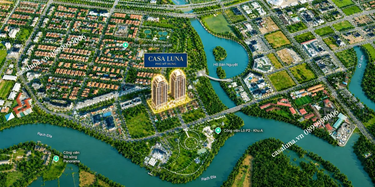 Casa Luna sở hữu vị trí cực kỳ đắc địa tại Khu hồ bán nguyệt Phú Mỹ Hưng Quận 7