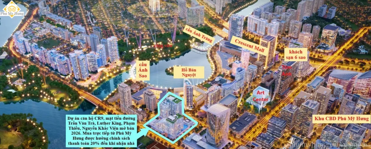 Dự án CR9 có thiết kế đẹp và mật độ thấp, sở hữu vị trí đắc địa gần Hồ Bán Nguyệt