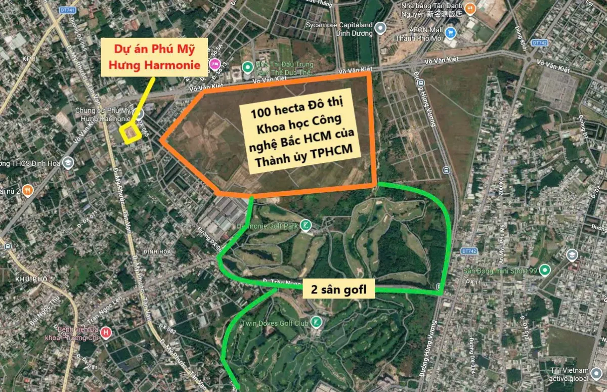Vị trí dự án Harmonie liền kề khu đô thị Khoa học Công Nghệ 100 hecta Vị trí dự án Harmonie liền kề khu đô thị Khoa học Công Nghệ 100 hecta