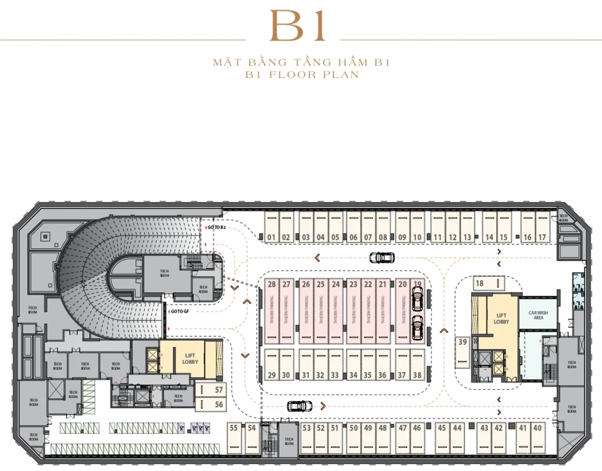 Mặt bằng tầng hầm B1