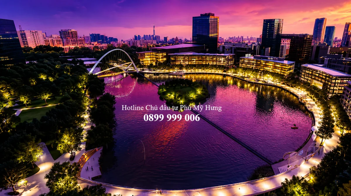 Hồ Bán Nguyệt về đêm thật yên bình, yên tĩnh, xứng đáng cuộc sống thượng lưu cao cấp