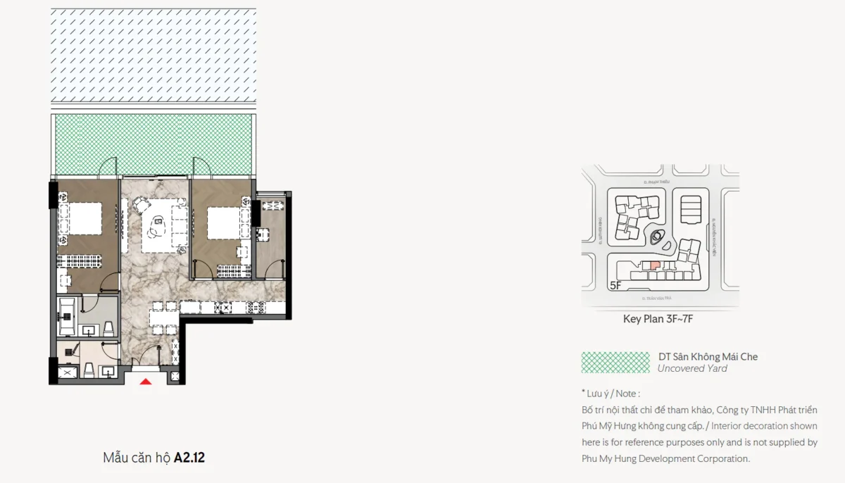 Layout thiết kế căn 2 phòng ngủ