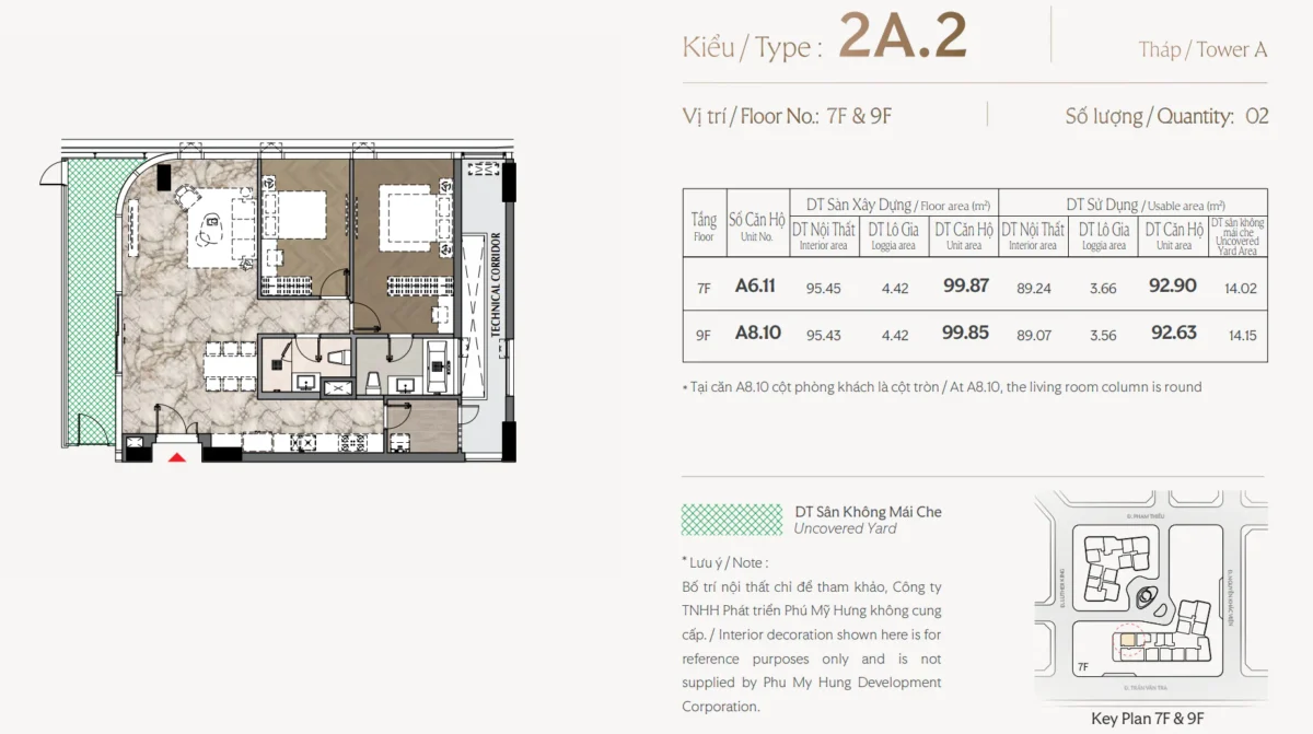 Layout thiết kế căn 2 phòng ngủ