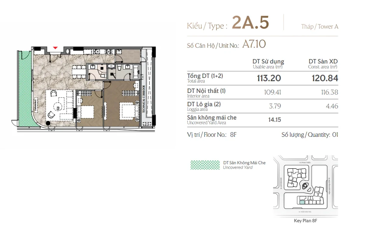 Layout thiết kế căn 2 phòng ngủ