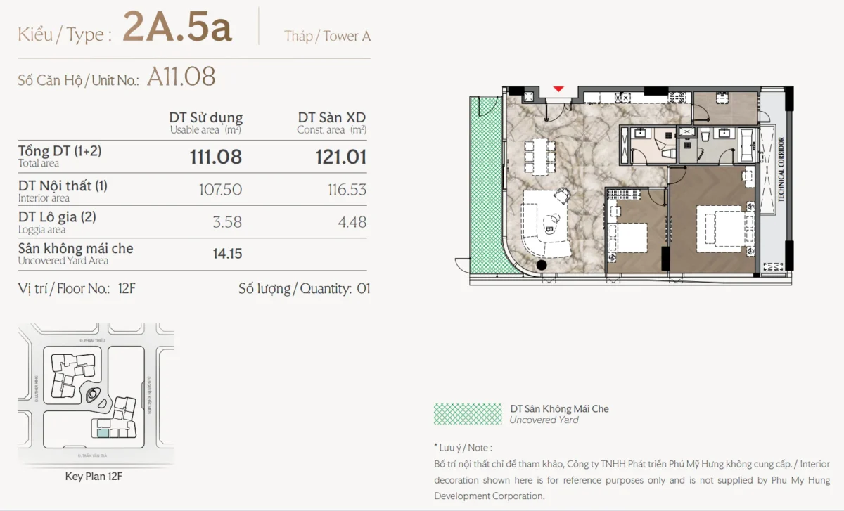 Layout thiết kế căn 2 phòng ngủ