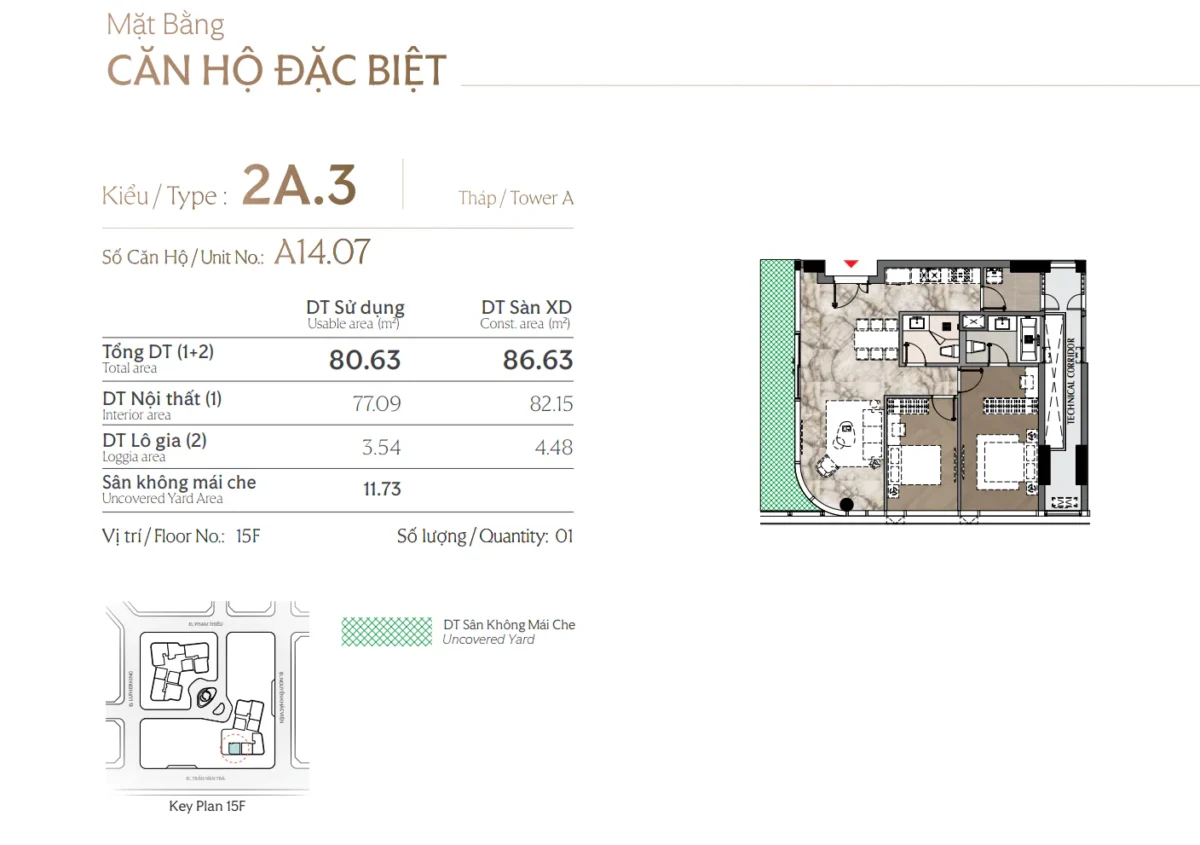 Layout thiết kế căn 2 phòng ngủ