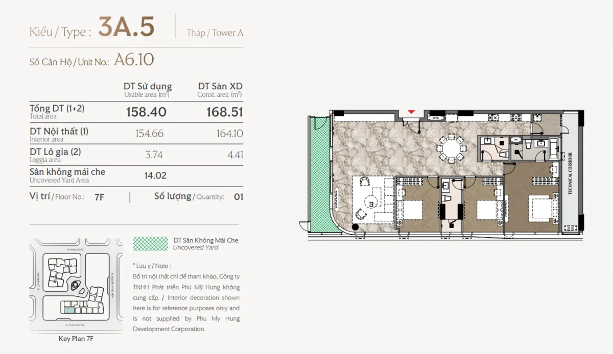 Layout thiết kế căn 3 phòng ngủ