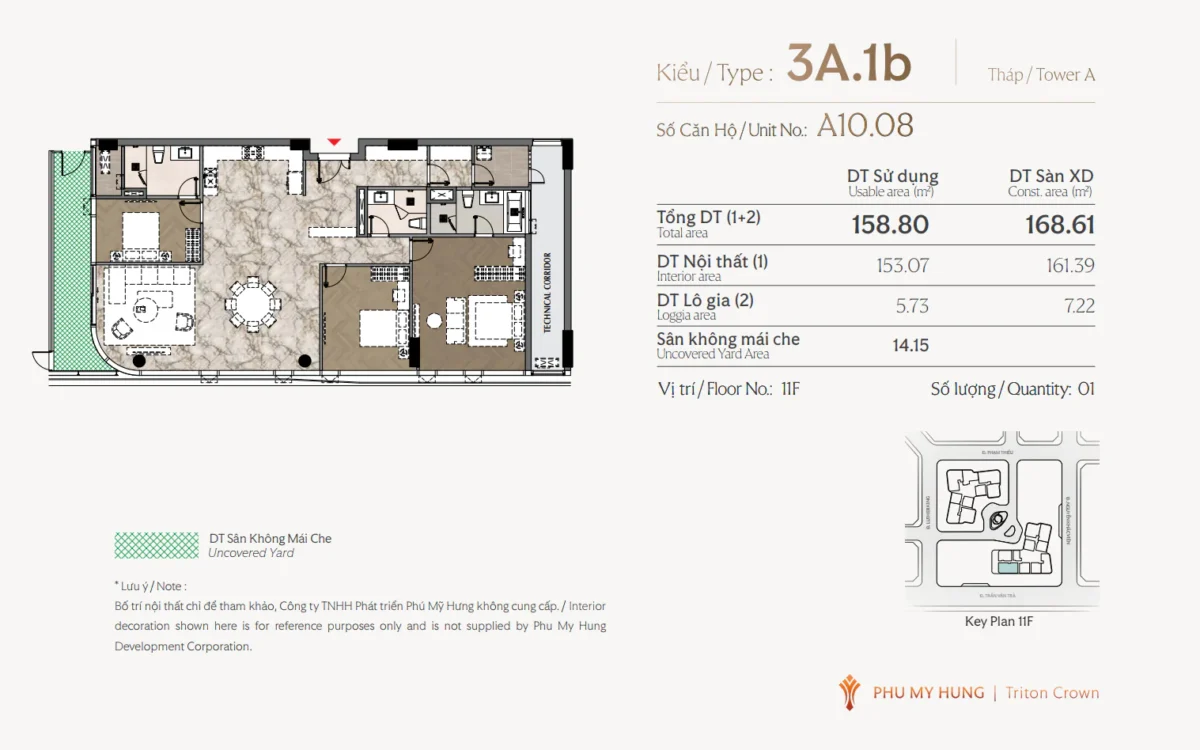 Layout thiết kế căn 3 phòng ngủ