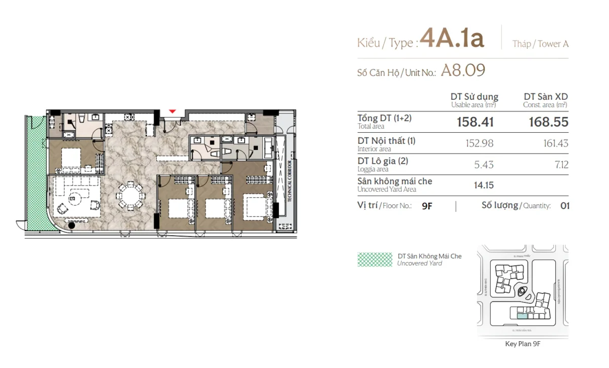 Layout thiết kế căn 3 phòng ngủ