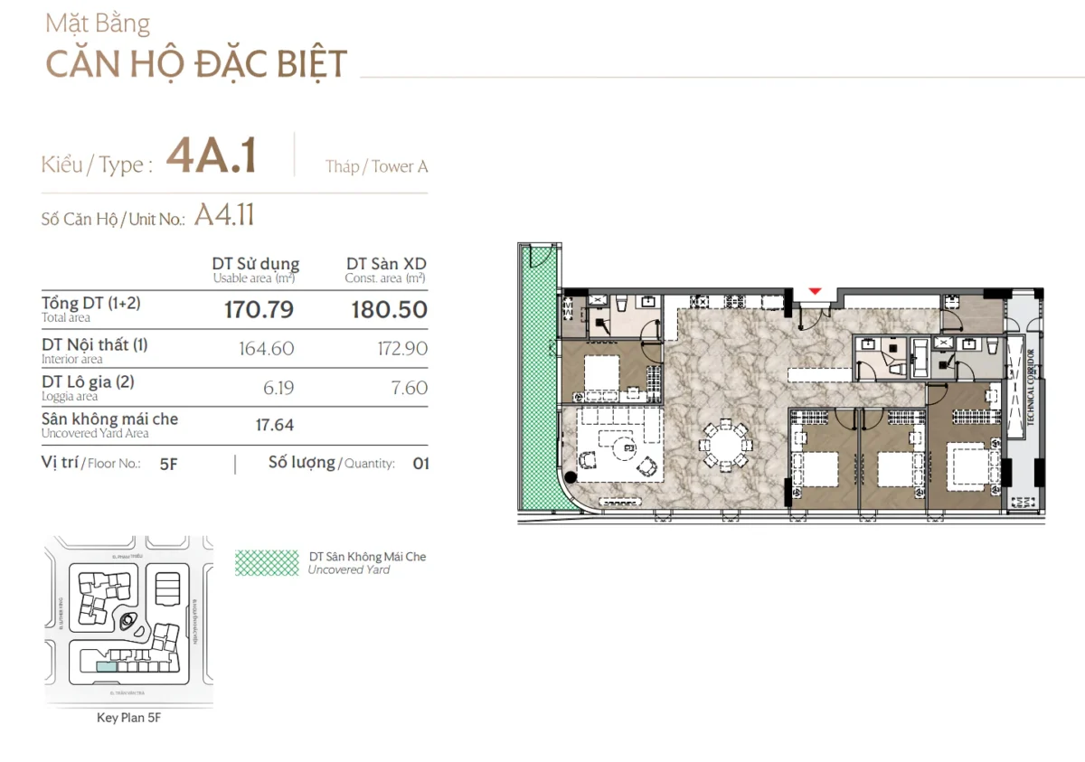 Layout thiết kế căn 3 phòng ngủ