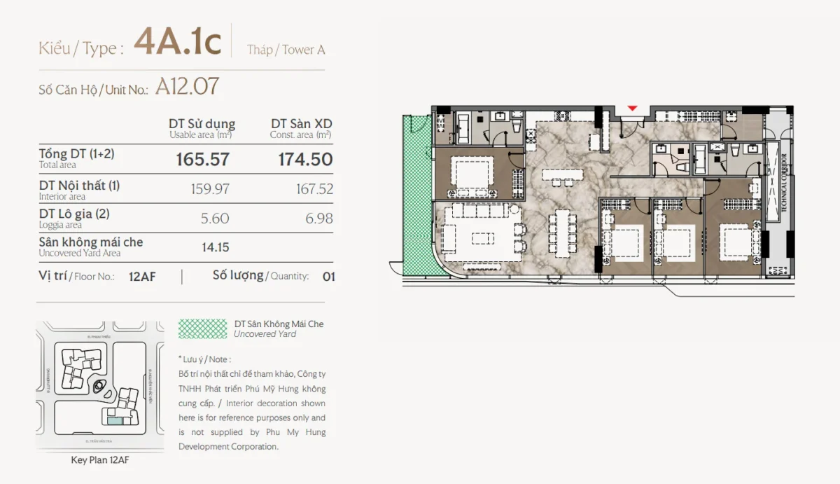 Layout thiết kế căn 3 phòng ngủ