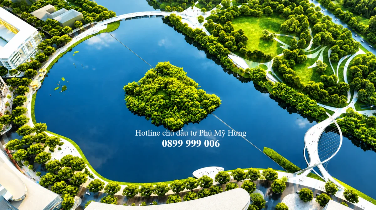 Thiết kế Hồ Bán Nguyệt sau khi nâng cấp cảnh quan, xây dựng thêm cầu Ánh Trăng, dự kiến hoàn thành Quý 1/2027