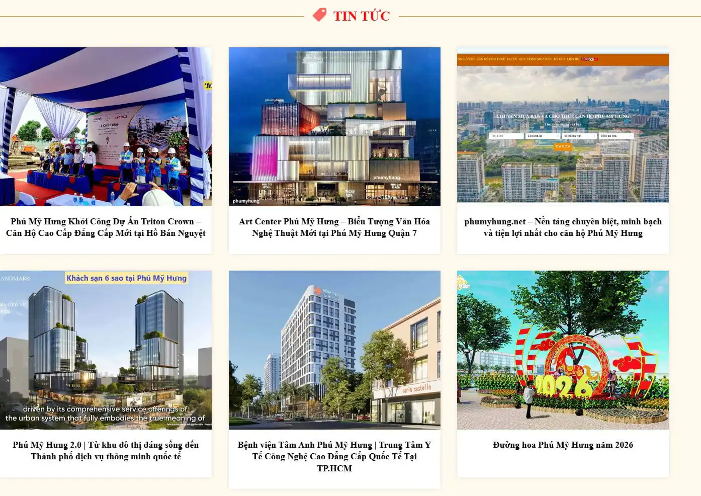 Trang tin tức website Phú Mỹ Hưng Reals
