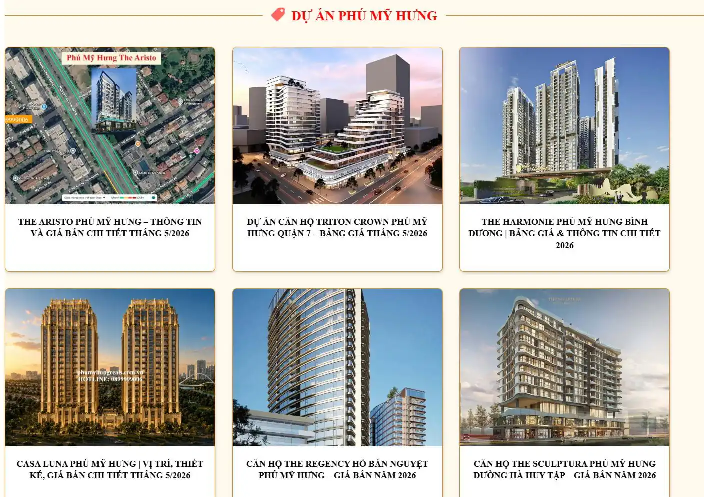 Các dự án Phú Mỹ Hưng Reals tư vấn